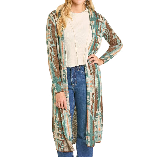 Rock & Roll Denim Aztec Knit Duster WOMEN - Clothing - Sweaters & Cardigans Panhandle