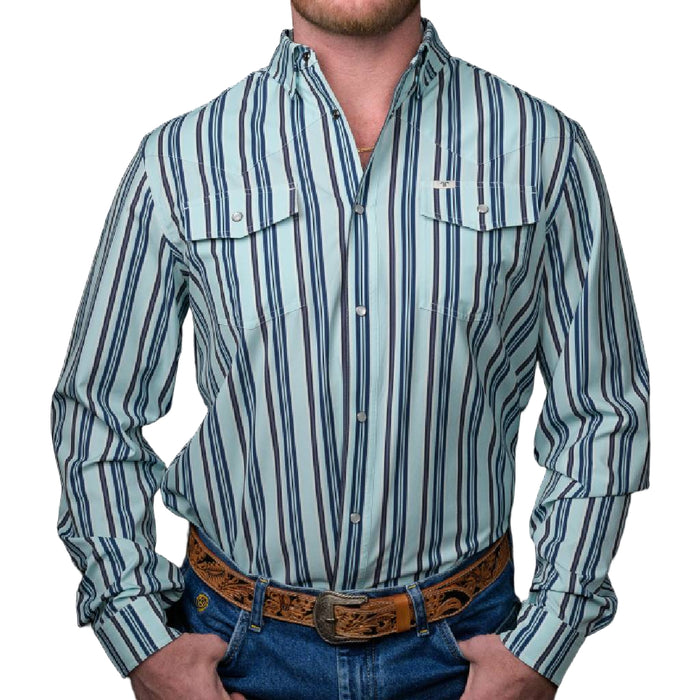 Ferrell Brand The Jackson In Blue Snap Shirt MEN - Clothing - Shirts - Long Sleeve Ferrell Brand