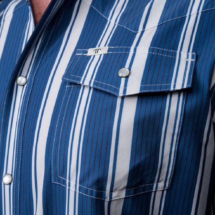 Ferrell Brand The Atlas In Blue Snap Shirt MEN - Clothing - Shirts - Long Sleeve Ferrell Brand