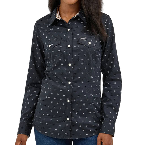 Wrangler Women's All Occassion Western Horseshoe Print Snap Shirt WOMEN - Clothing - Tops - Long Sleeved Wrangler