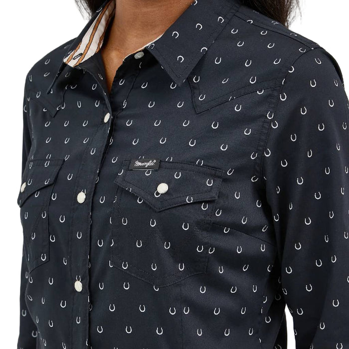Wrangler Women's All Occassion Western Horseshoe Print Snap Shirt WOMEN - Clothing - Tops - Long Sleeved Wrangler