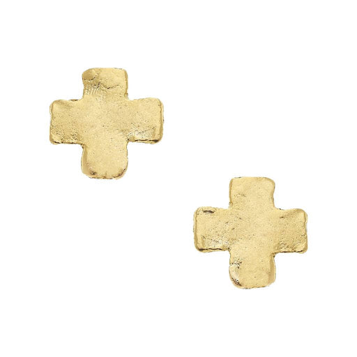 Mini Gold Square Cross Stud Earrings WOMEN - Accessories - Jewelry - Earrings Susan Shaw