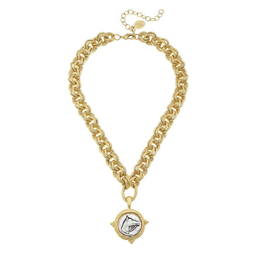 Gold and Silver Intaglio Horse Necklace WOMEN - Accessories - Jewelry - Necklaces Susan Shaw