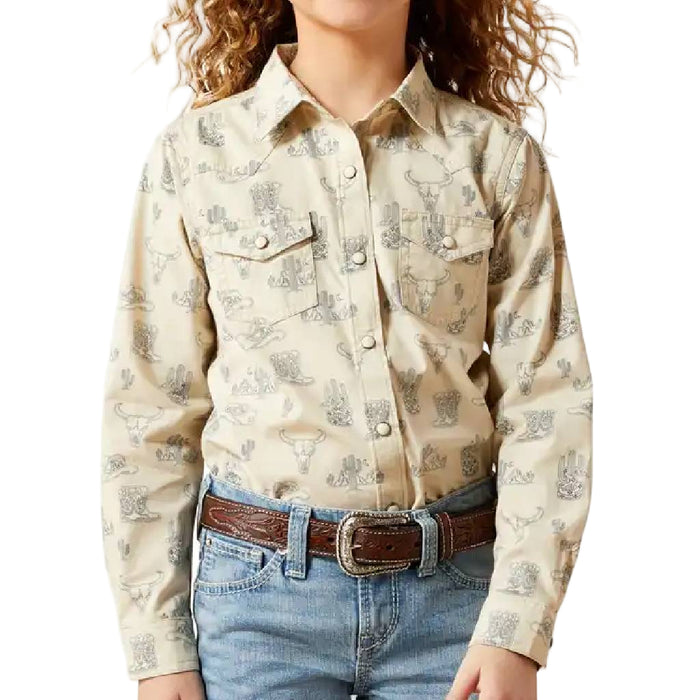 Ariat Girl's Mila Pearl Snap Southwestern Print Shirt KIDS - Girls - Clothing - Tops - Long Sleeve Tops Ariat Clothing
