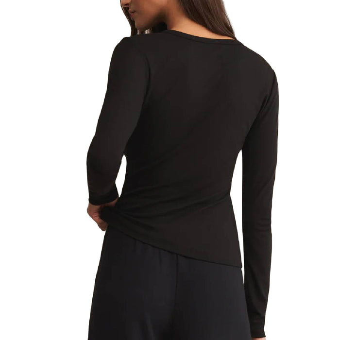 Z Supply Second Skin Black Crewneck Top WOMEN - Clothing - Tops - Long Sleeved Z Supply