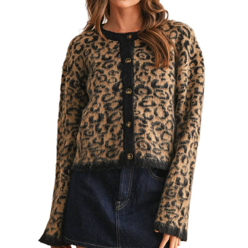 Leopard Printed Sweater Cardigan WOMEN - Clothing - Sweaters & Cardigans Miou Muse