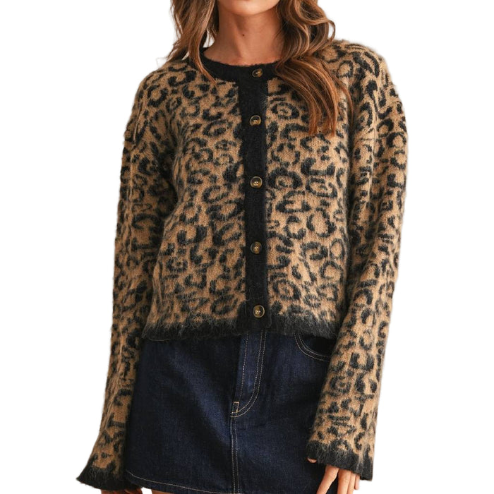 Leopard Printed Sweater Cardigan
