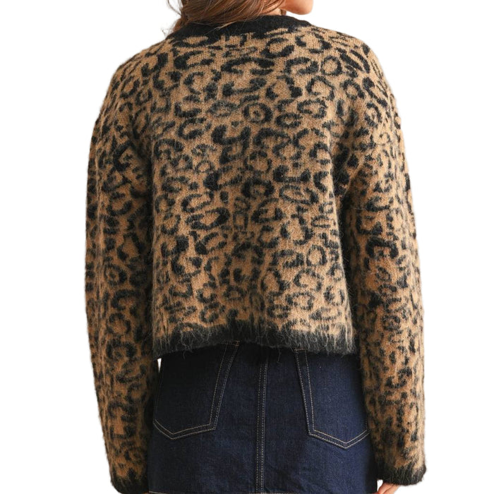 Leopard Printed Sweater Cardigan WOMEN - Clothing - Sweaters & Cardigans Miou Muse