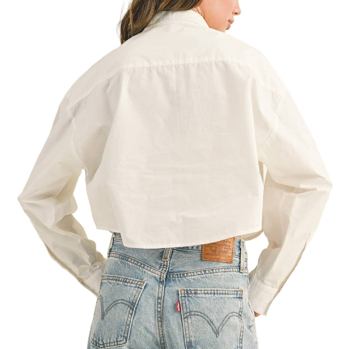 Cropped White Button Down Top WOMEN - Clothing - Tops - Long Sleeved Miou Muse