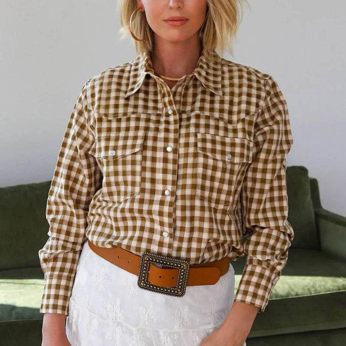 Howdy Hanny Gingham Pearl Snap Western Shirt