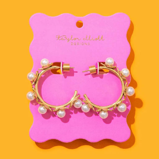 Kali Pearl Medium Hoop Gold Earrings WOMEN - Accessories - Jewelry - Earrings Taylor Elliott Designs