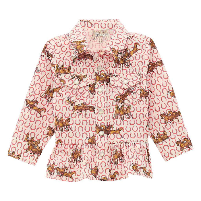Wrangler Baby Girl's Horseshoe Print Pearl Snap Shirt