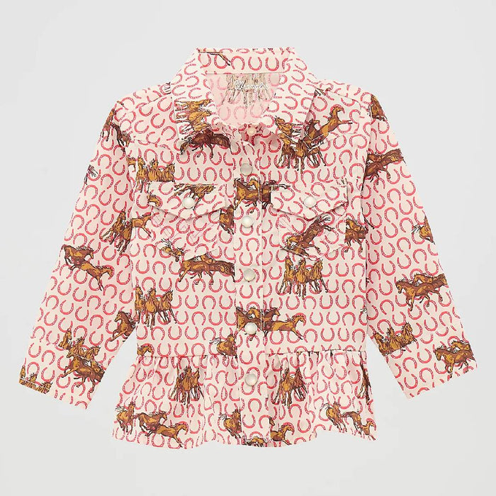 Wrangler Baby Girl's Horseshoe Print Pearl Snap Shirt