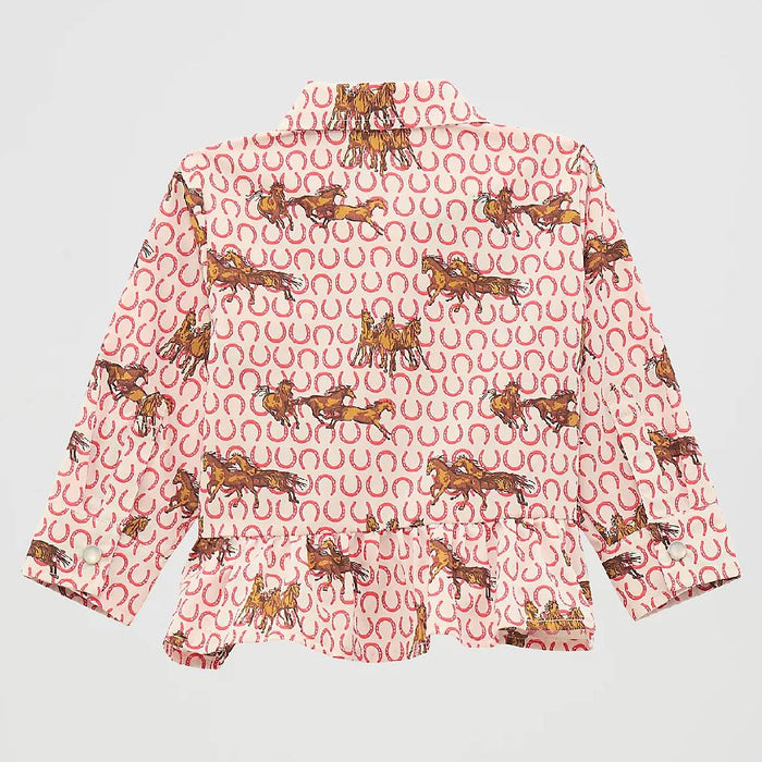 Wrangler Baby Girl's Horseshoe Print Pearl Snap Shirt
