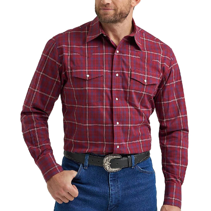 Wrangler Men's Wrinkle Free Plaid Pearl Snap Shirt
