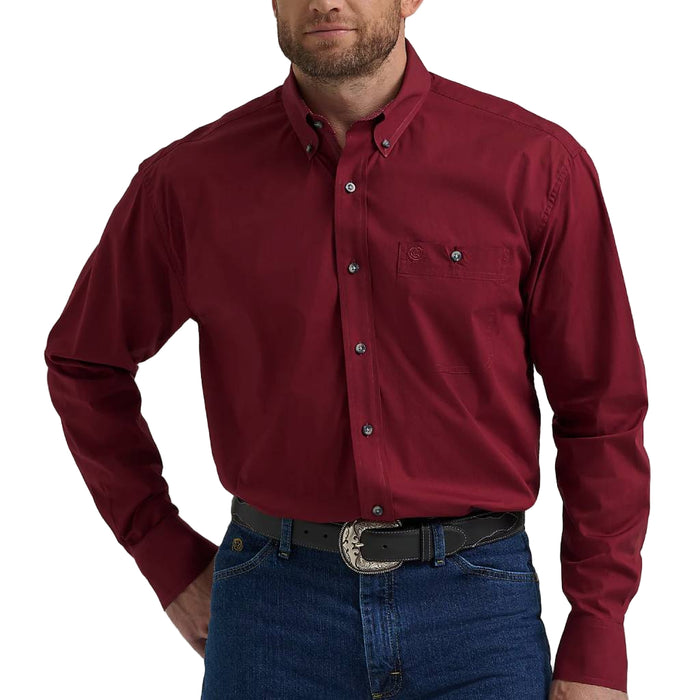 Wrangler Men's George Strait Burgundy Button Down Shirt