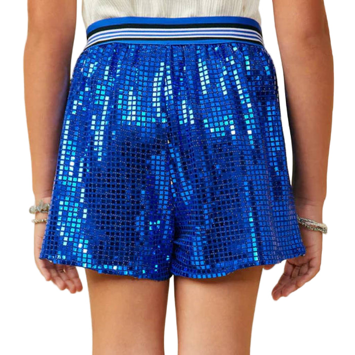 Hayden Girl's Elastic Waist Sequined Blue Shorts