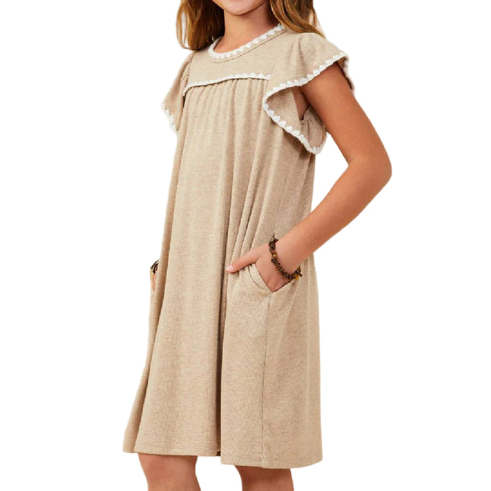 Hayden Girl's Crochet Ribbed Knit Dress