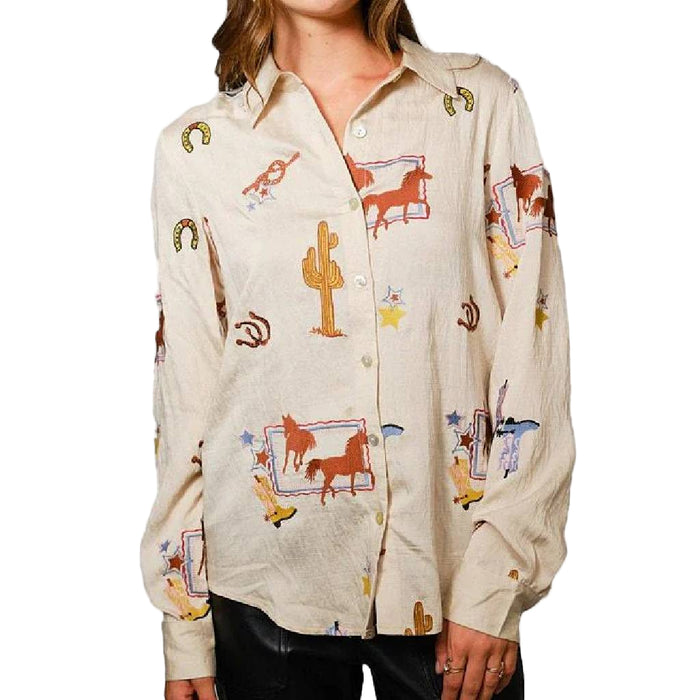 Western Embroidered Button Down Shirt