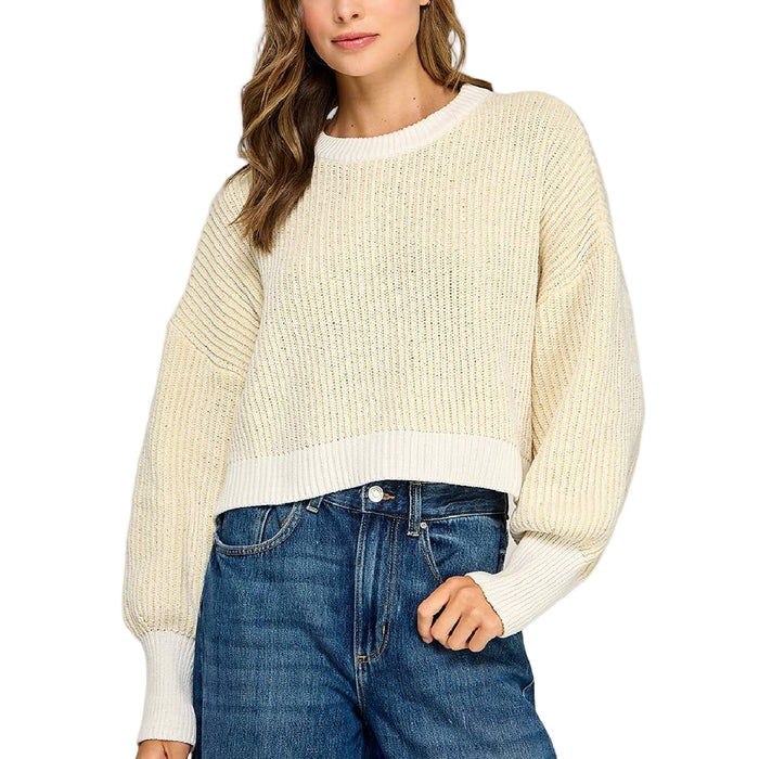 Ribbed Balloon Sleeve Sweater