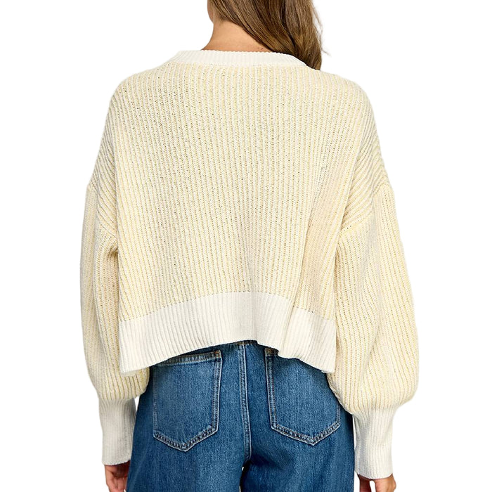 Ribbed Balloon Sleeve Sweater