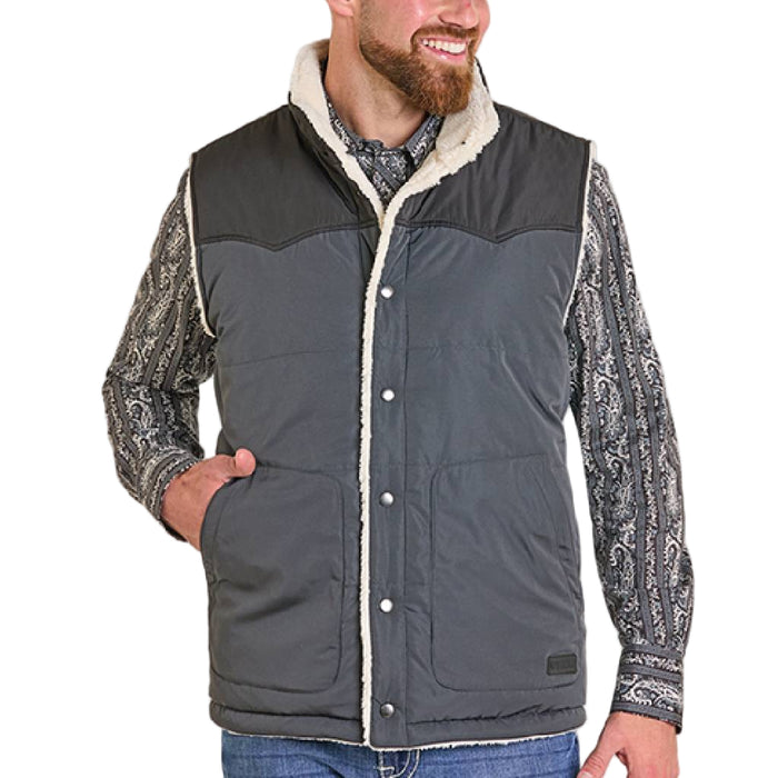 Rock & Roll Denim Men's Puffer Vest Berber Lined