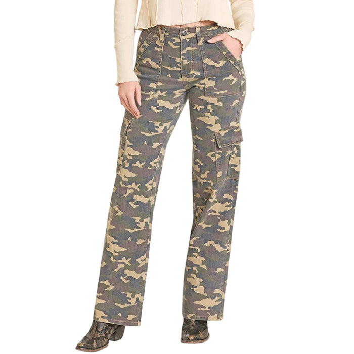 Rock & Roll Denim Women's Camo Cargo Relaxed Flare Jean