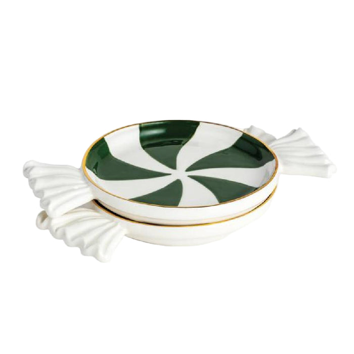 Mud Pie Green Candy Tidbit Plates - Set of 2