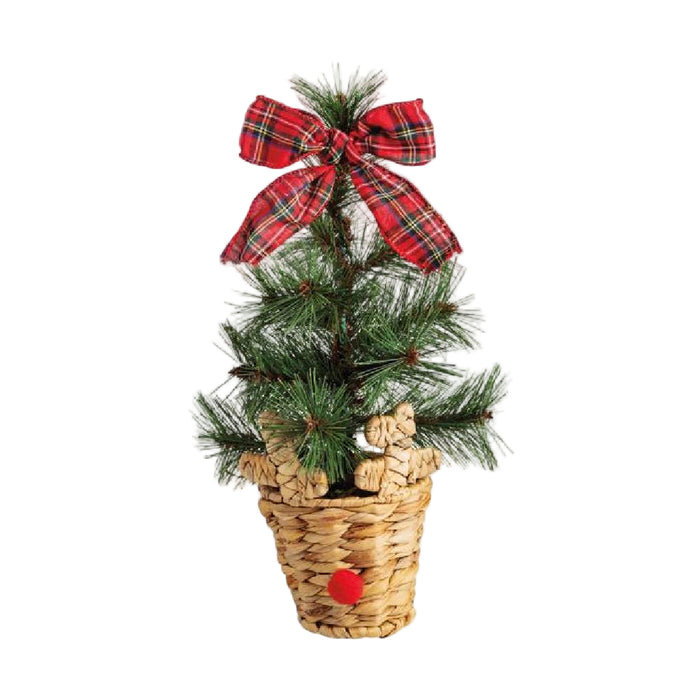 Mud Pie Reindeer Pot Mini Fraser Fir Tree - Small