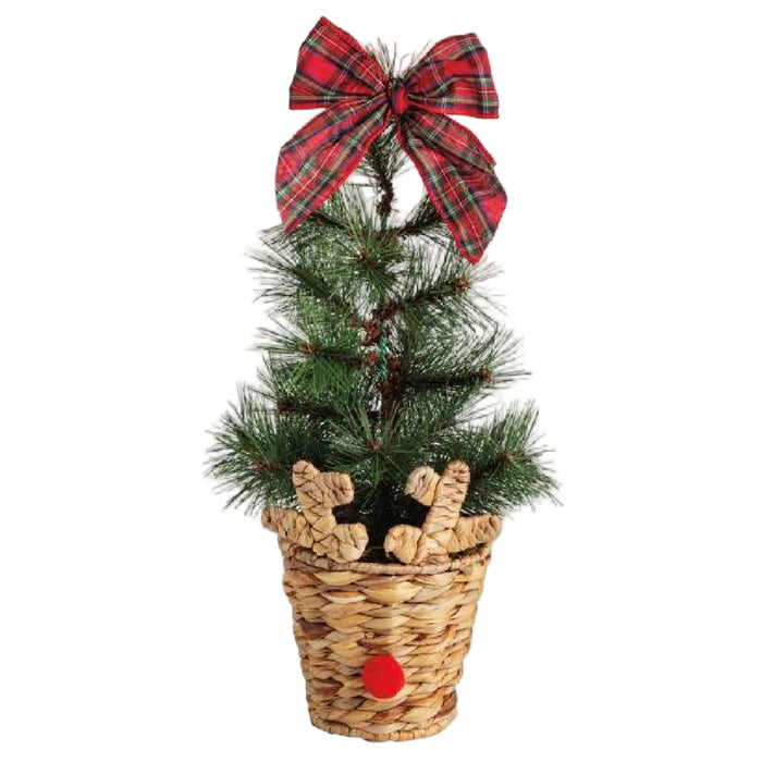 Mud Pie Reindeer Pot Mini Fraser Fir Tree - Large