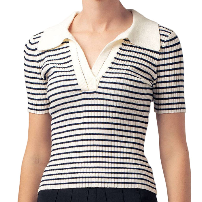 Striped Knit Polo Shirt