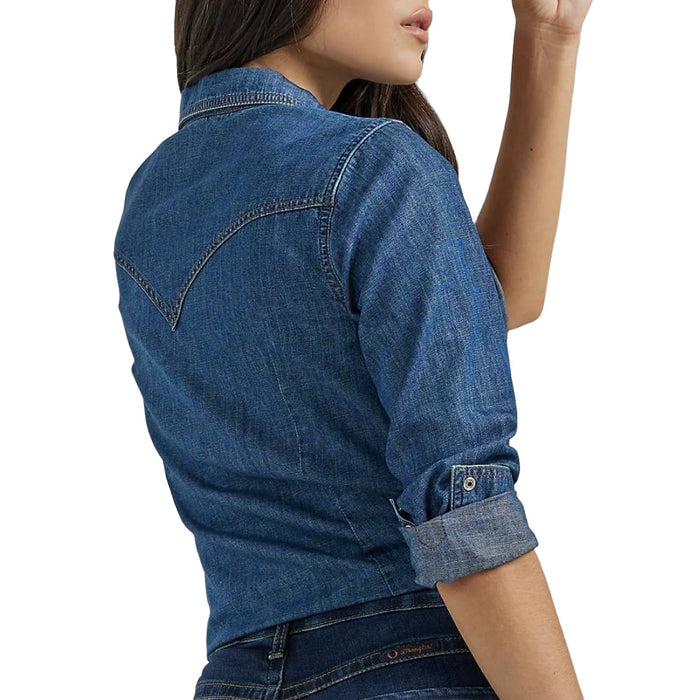 Wrangler Women's Dark Denim Snap Shirt WOMEN - Clothing - Tops - Long Sleeved Wrangler