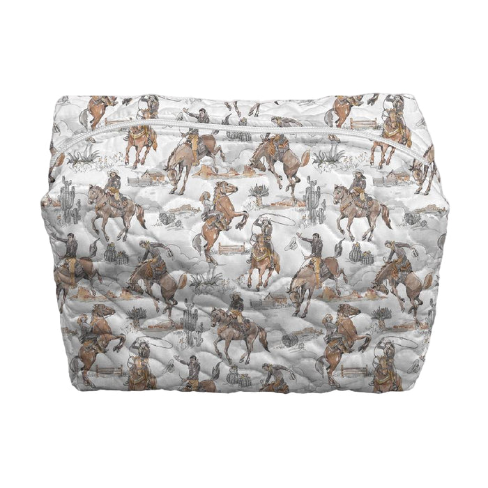 Birdie Cowgirl Neutral Small Quilted Makeup Bag ACCESSORIES - Luggage & Travel - Cosmetic Bag Ida Mae Home