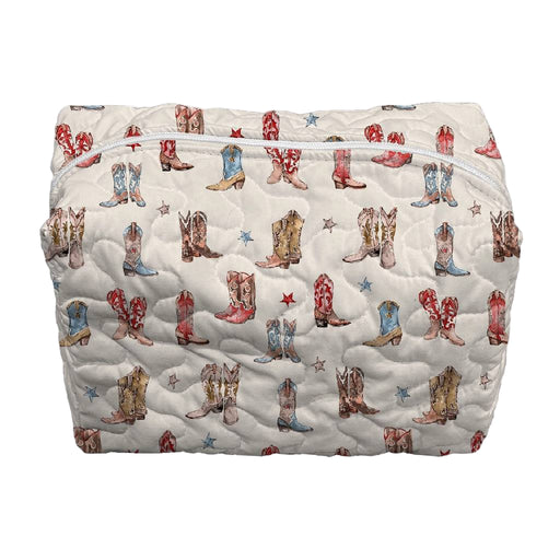 Thunderbird Boots Sand Quilted Makeup Bag - Large ACCESSORIES - Luggage & Travel - Cosmetic Bag Ida Mae Home