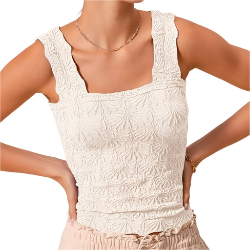 Floral Jacquard Seamless Tank Top WOMEN - Clothing - Tops - Sleeveless So Me