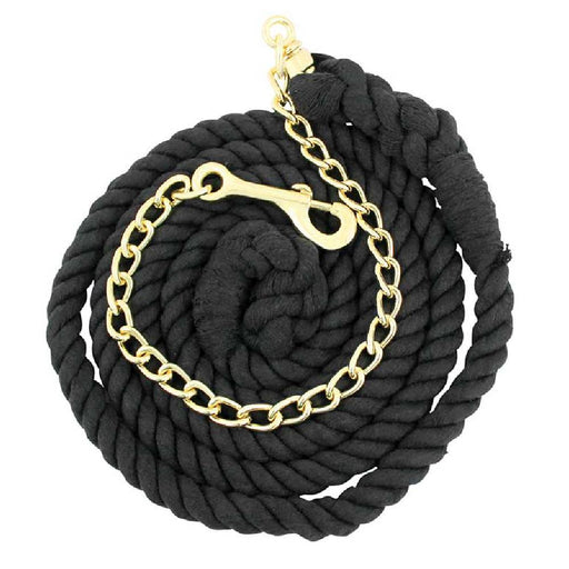 Equi-Sky 5/8" Cotton Lead with Chain Tack - Halters & Leads Equi-Sky Black