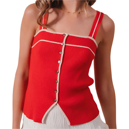 Knitted Button Down Sweater Tank Top - FINAL SALE WOMEN - Clothing - Tops - Sleeveless IVE