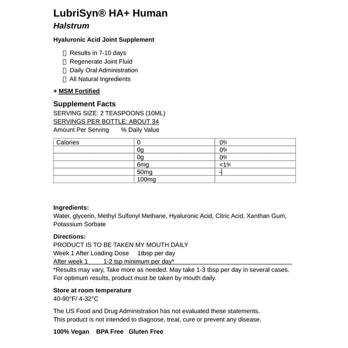 LubriSynHA Plus MSM (For Humans) For the Rancher - Supplements LubriSyn