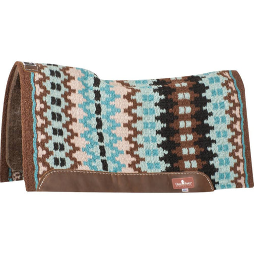 Classic Equine Contour Wool Top Alpaca Pad - 32"x34" Tack - Saddle Pads Classic Equine Chestnut/Turquoise