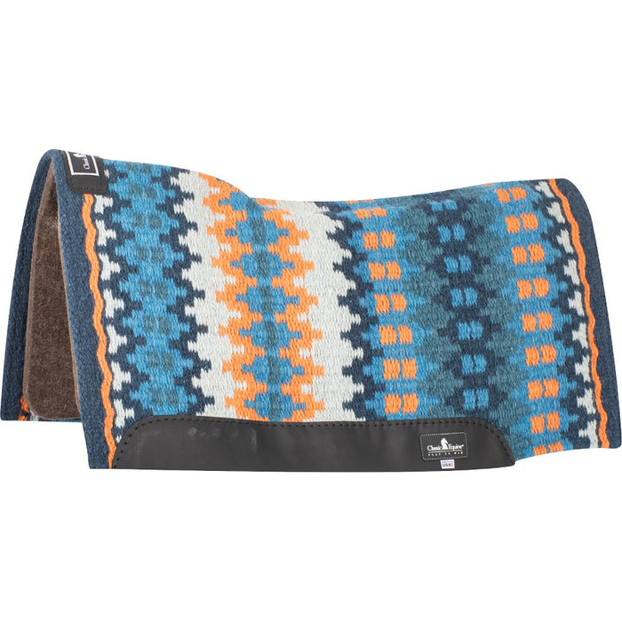 Classic Equine Contour Wool Top Alpaca Pad - 32"x34" Tack - Saddle Pads Classic Equine Navy/Tangerine