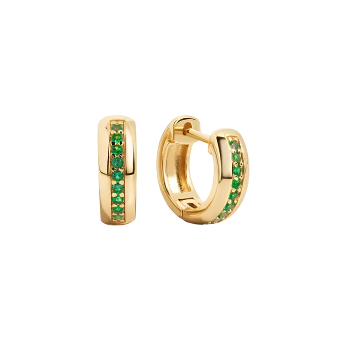 Striped Huggie Earrings - Gold Emerald WOMEN - Accessories - Jewelry - Earrings Sami Jewels