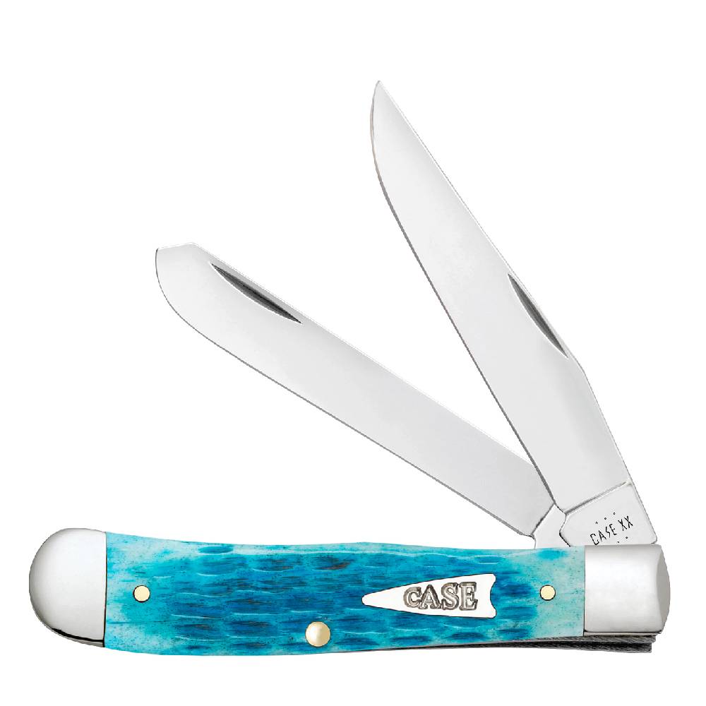 Case Trapper - Sky Blue Bone - Crandall Jig - Arrowhead Shield Knives WR CASE   