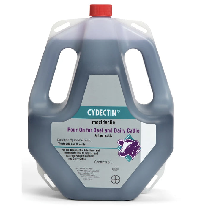 Elanco Cydectin (Moxidectin) Pour-on for Beef and Dairy Cattle Livestock - De-Wormer Elanco 5L