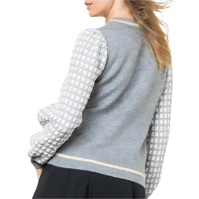 Tweed Sleeve Knit Sweater WOMEN - Clothing - Sweaters & Cardigans THML Clothing
