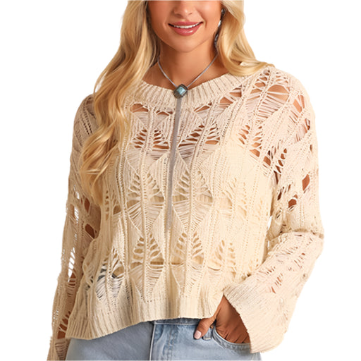 * Rock & Roll Denim Women's Open Knit Sweater - FINAL SALE WOMEN - Clothing - Sweaters & Cardigans Panhandle
