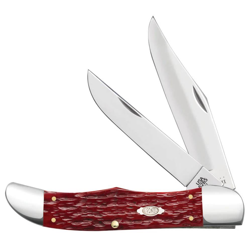 Case Dark Red Bone CS - Peach Seed Jig Folding Hunter w/Sheath Knives WR CASE   