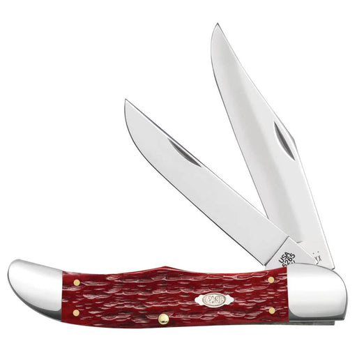 Case Dark Red Bone CS - Peach Seed Jig Folding Hunter w/Sheath Knives W.R. Case
