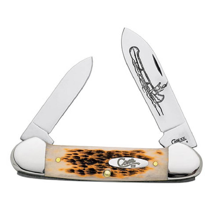 Case Amber Jigged Bone Canoe CS Knives W.R. Case