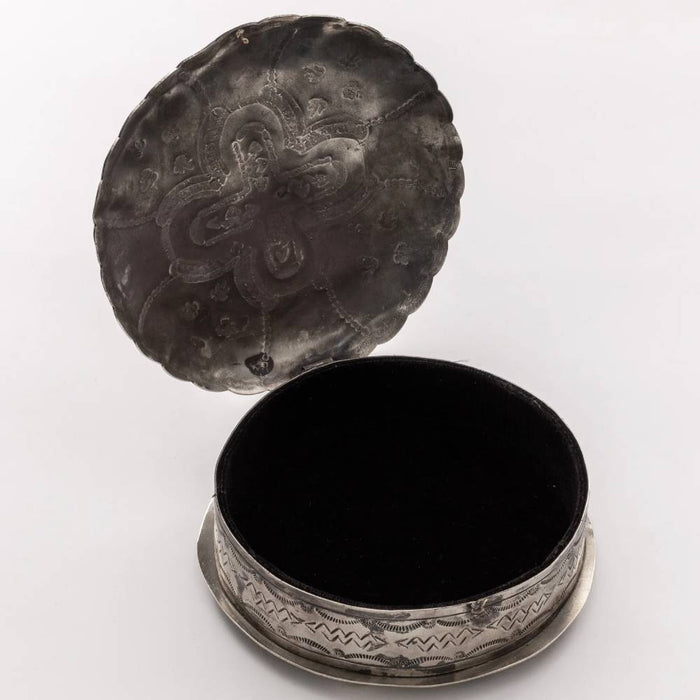 J. Alexander Stamped Round Box HOME & GIFTS - Home Decor - Decorative Accents J. Alexander Rustic Silver