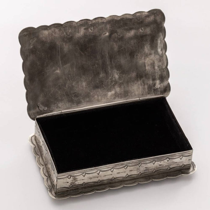 J. Alexander Stamped Rectangle Concho Turquoise Box HOME & GIFTS - Home Decor - Decorative Accents J. Alexander Rustic Silver